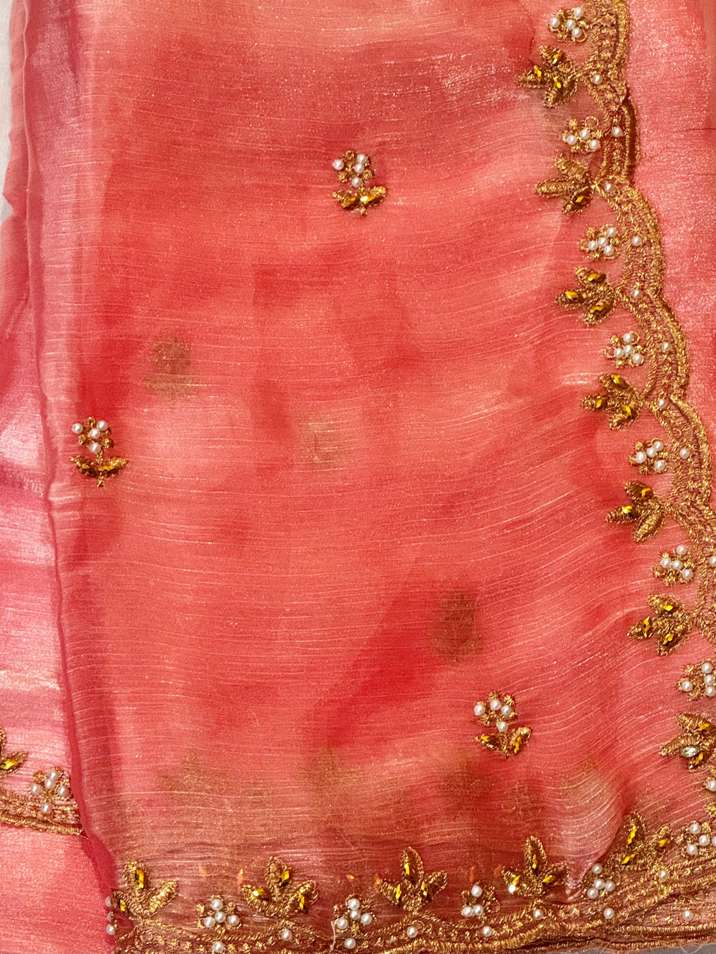 Mrinalini – A Tissue Silk Saree with Pearl and Zari Embroidery