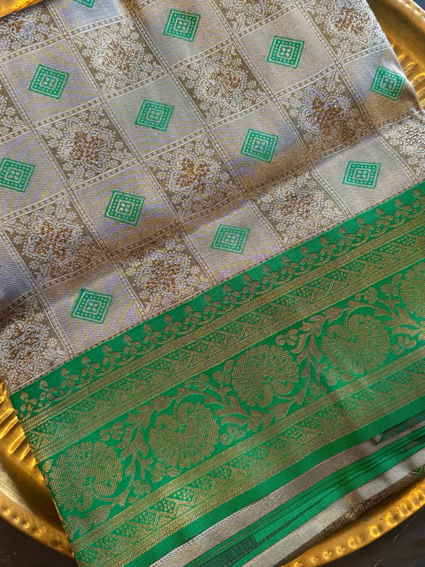 Neel Vana – Emerald Green Zari Woven Saree with Heritage Motifs