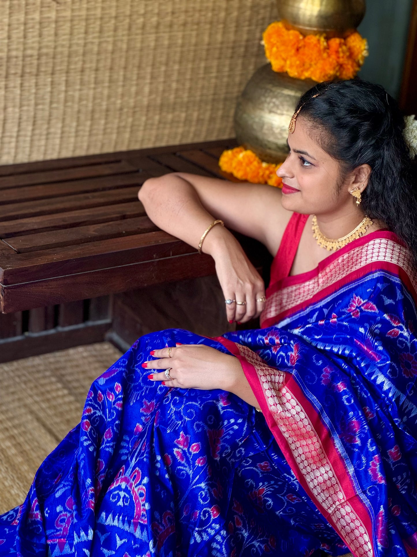 Neelanjali - Royal Blue & Rani Pink Sambalpuri Silk Saree