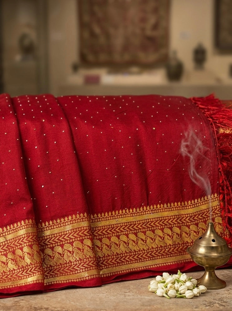 Rajlaxmi – Dola Silk Sarees with Zari Borders and Swarovski Detailing
