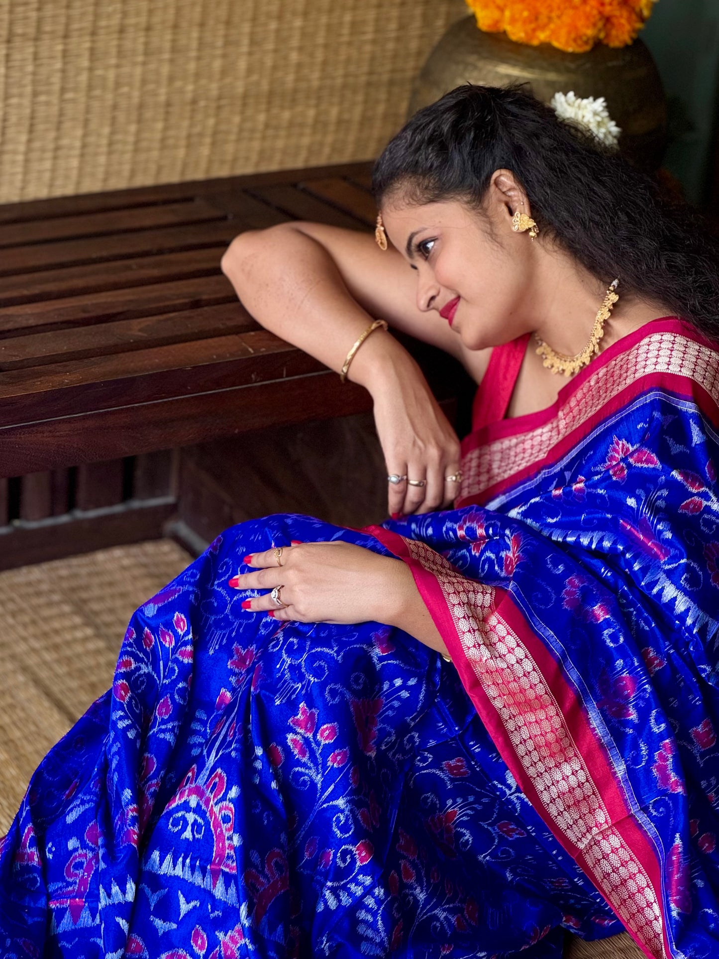 Neelanjali - Royal Blue & Rani Pink Sambalpuri Silk Saree