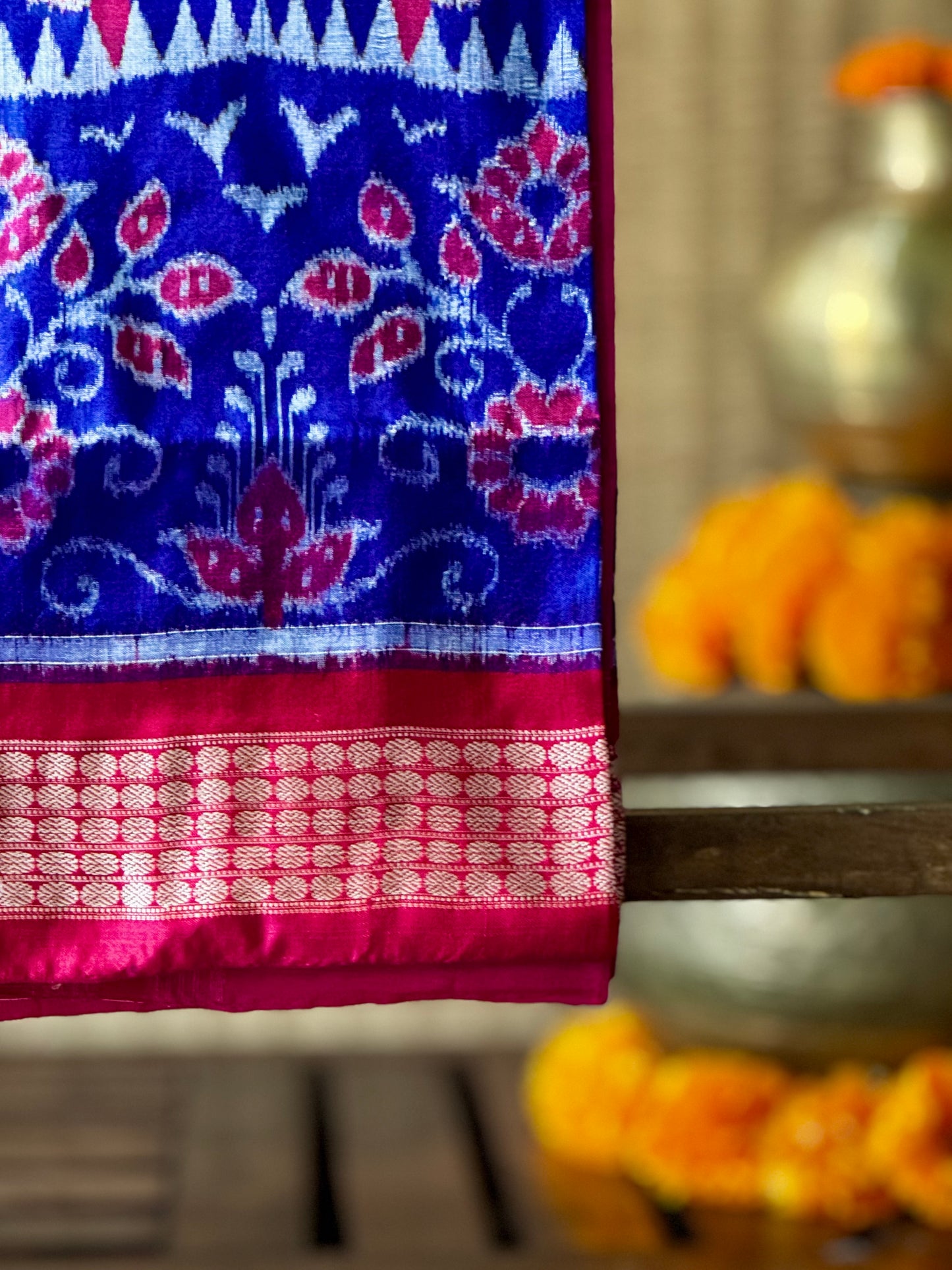 Neelanjali - Royal Blue & Rani Pink Sambalpuri Silk Saree