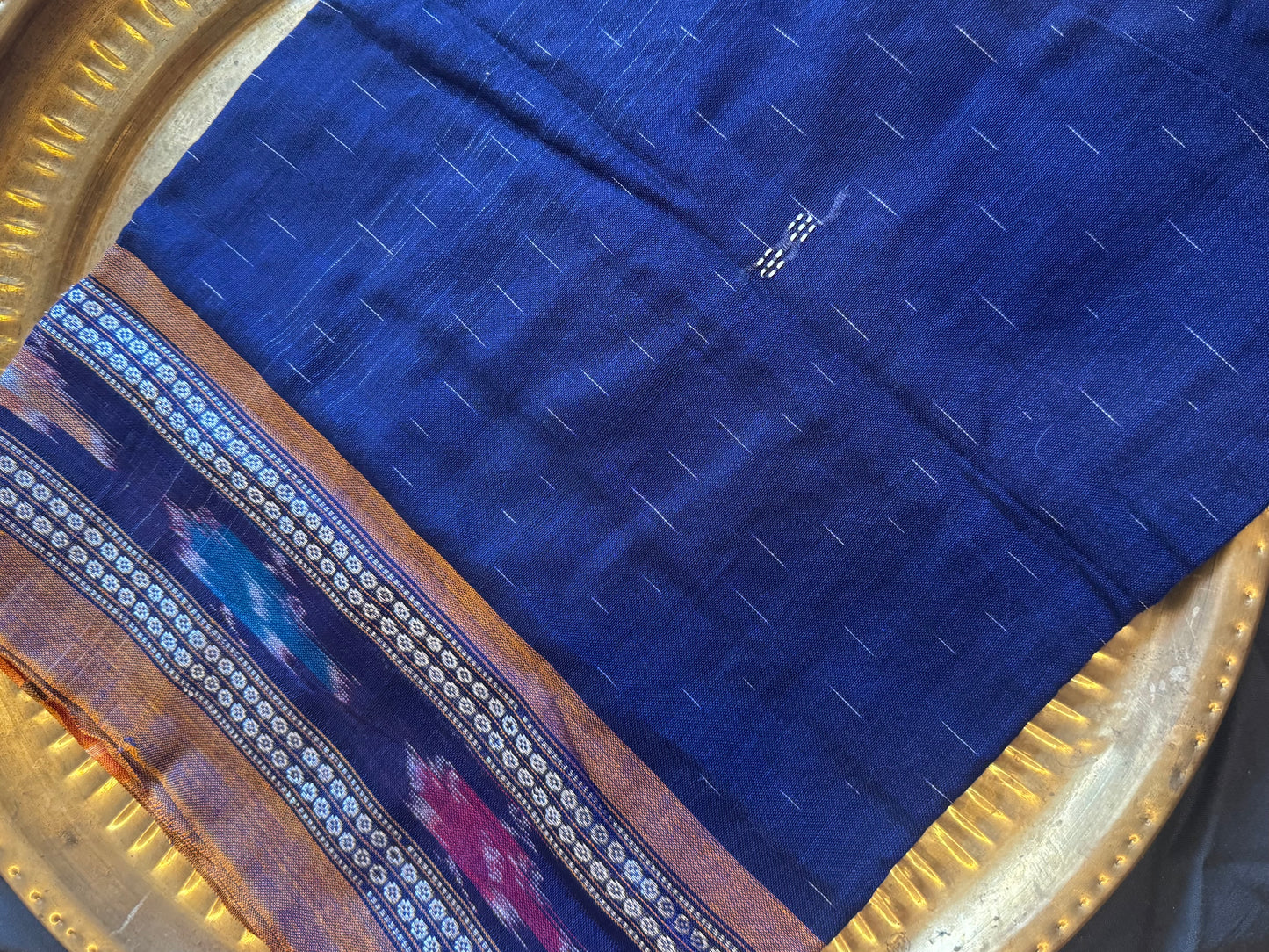 Neel Rekha – Indigo Sambalpuri Cotton Saree with Ikat Border