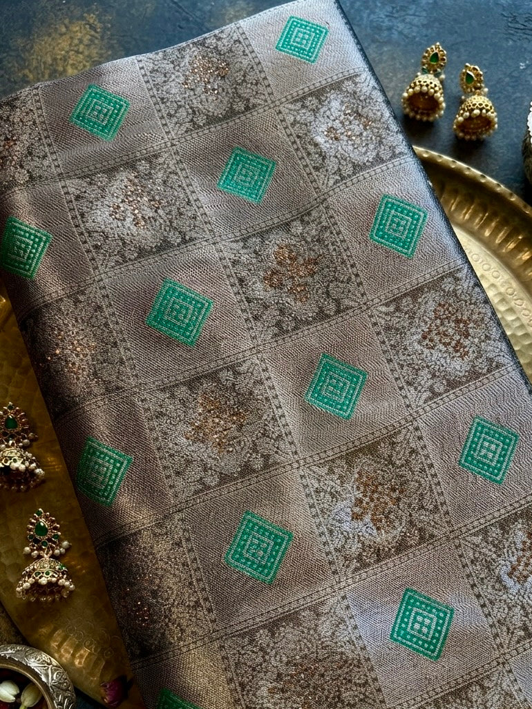 Neel Vana – Emerald Green Zari Woven Saree with Heritage Motifs