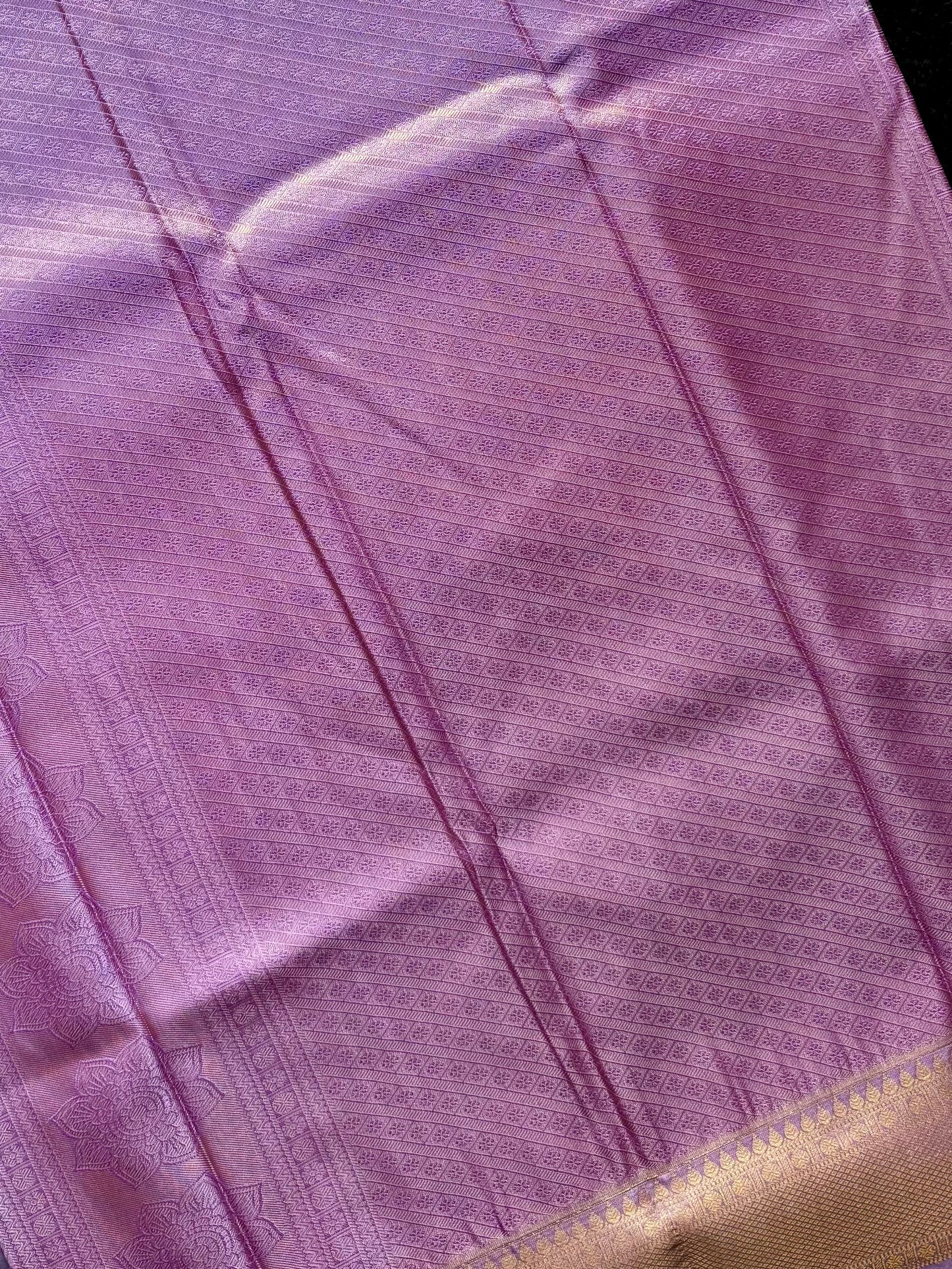 Lilam - Lilac Gold Kanjeevaram Silk Saree with Paisley and Floral Motifs