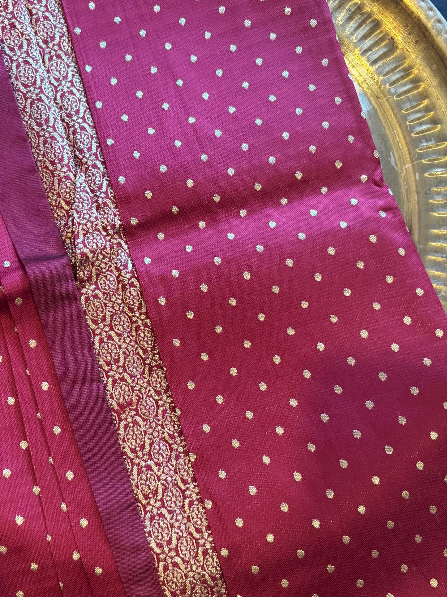 Rakta Chandrika – Deep Maroon Banarasi Silk Saree with Zari Butis & Floral Jaal