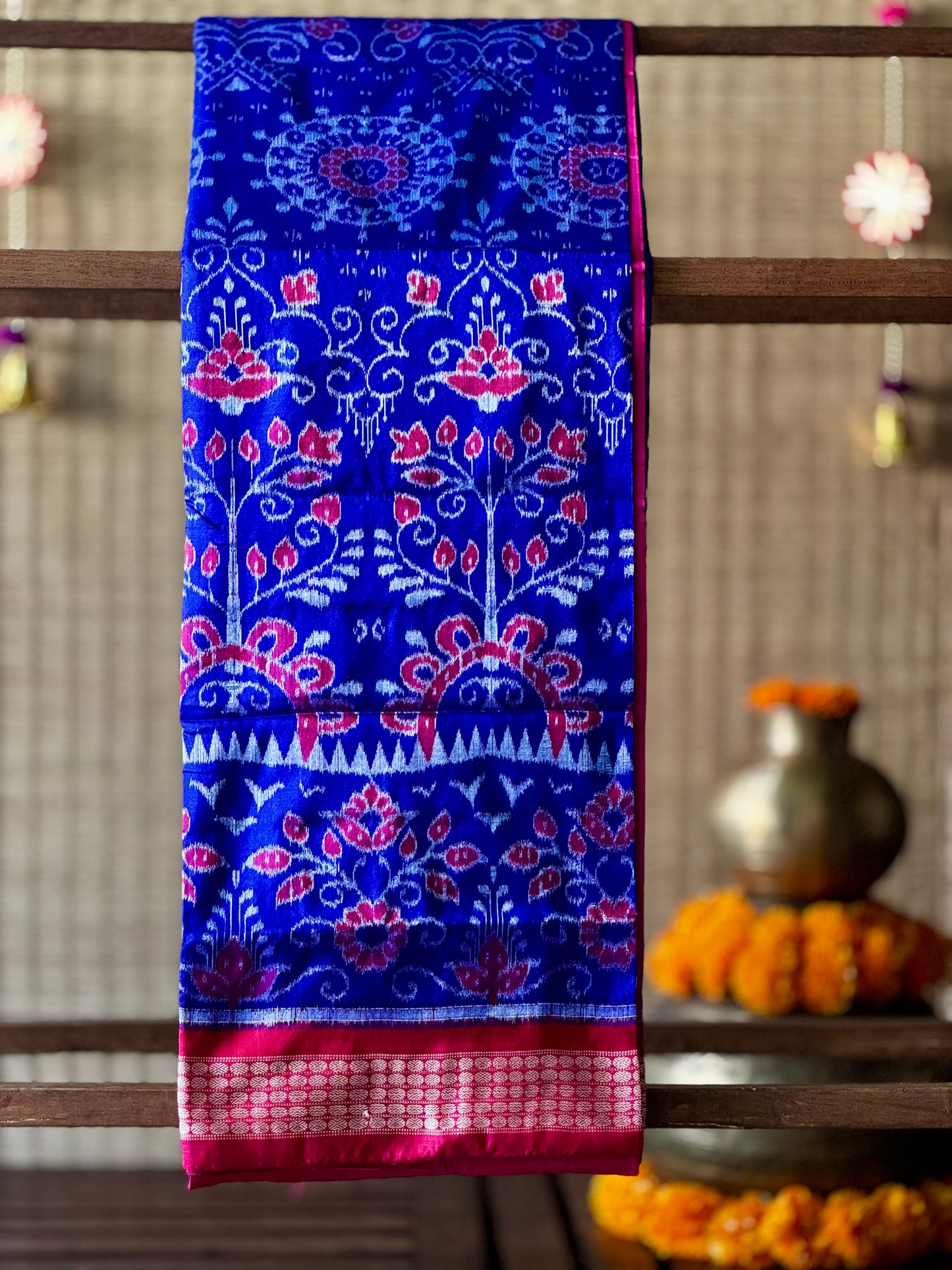Neelanjali - Royal Blue & Rani Pink Sambalpuri Silk Saree