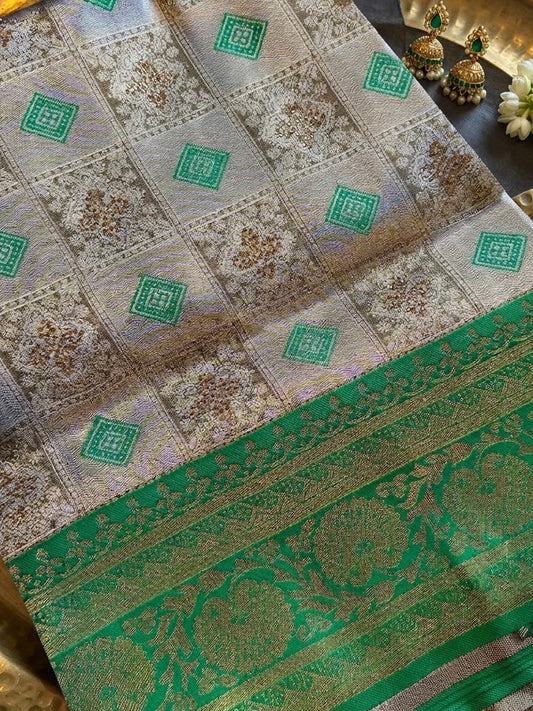Neel Vana – Emerald Green Zari Woven Saree with Heritage Motifs
