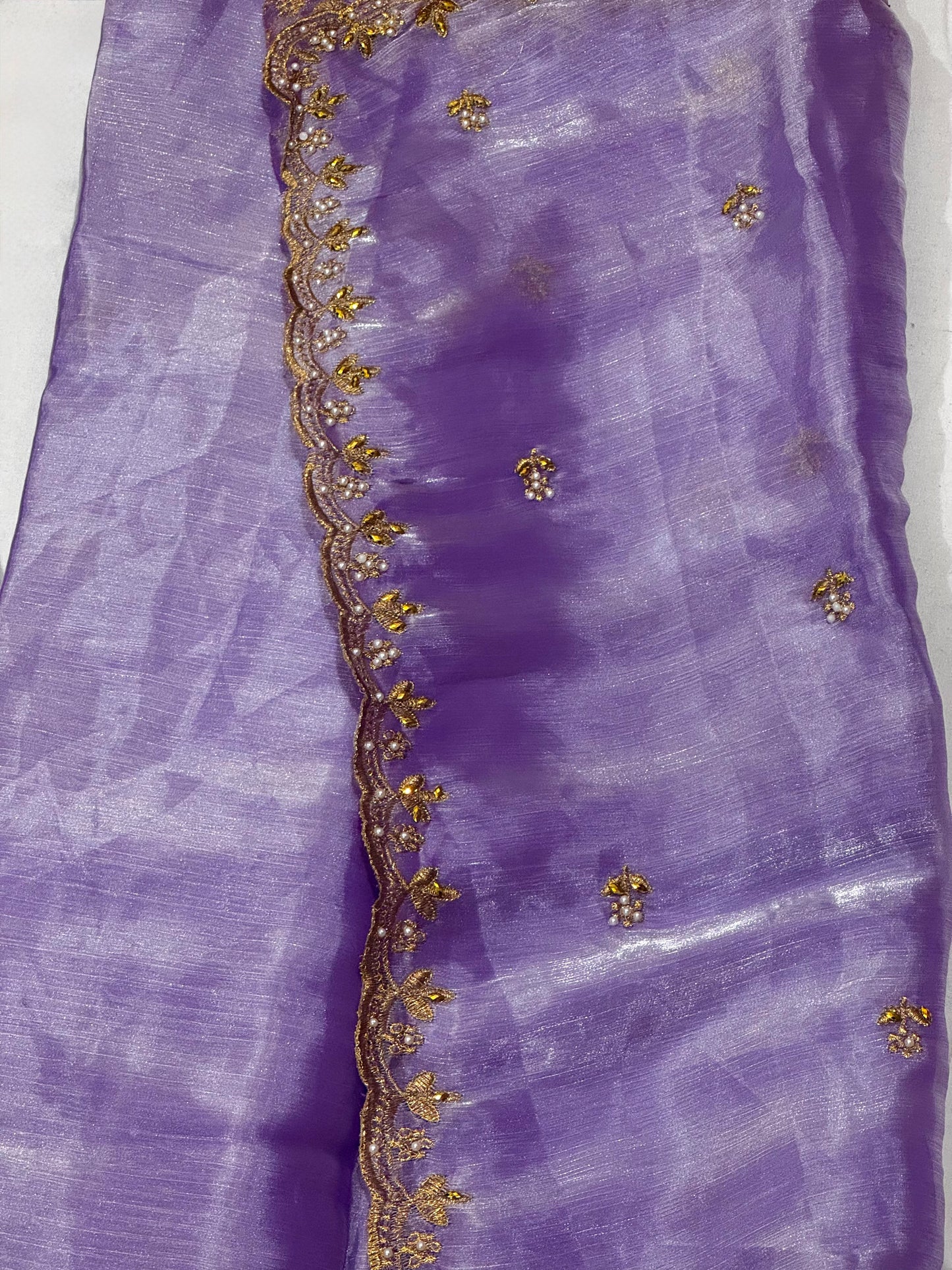 Mrinalini – A Tissue Silk Saree with Pearl and Zari Embroidery